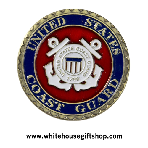 USCG challenge coins, US Coast Guard challenge coin, engravable, bronze and enamel, 1.5" diameter, United States Coast Guard