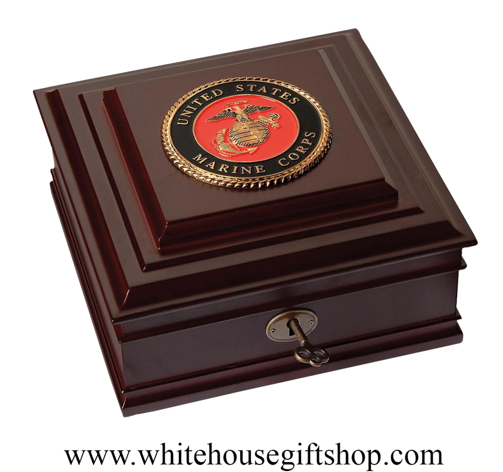 United States Marine Corps Emblem and Seal Keepsake Box Case, Made