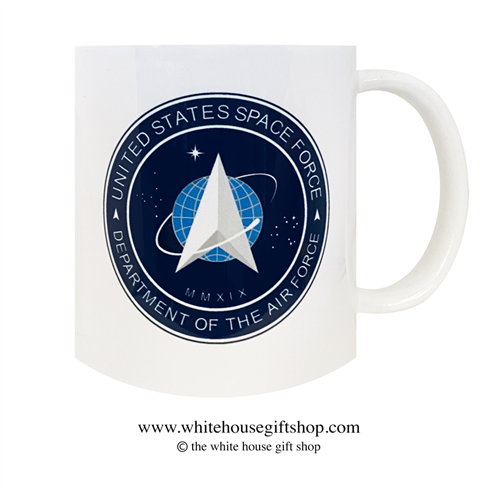 United States Space Force Coffee Mug, Department of the Air Force, Presidential Joseph R. Biden Coffee Mug, Designed at Manufactured by the White House Gift Shop, Est. 1946. Made in the USA