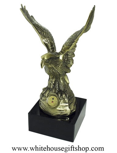 The Great American Eagle Army Statue, USA, Go Army Seal Emblem on brass finished eagle, marble base, from official White House Gift Shop Est. 1946.