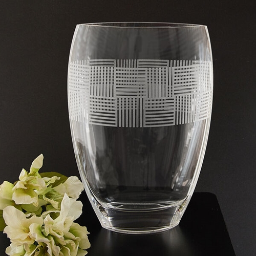 Badash Geometric 12" Crystal Vase, Hand Blown, Lead Free
