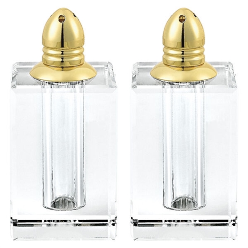 Spirit 3.5" Gold Salt and Pepper Shakers, Lead Free Crystal