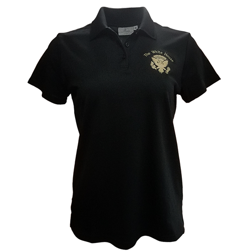 Lady's Presidential Eagle Seal Polo Shirt, black