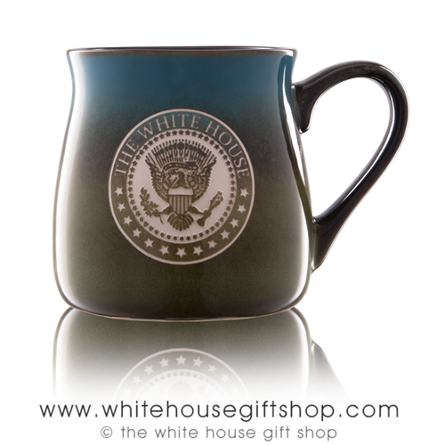 The White House Seal Presidential Large 16 Ounce large Artisan Mug, etched in America, United States Eagle, quality mugs from official White House Gift Shop.
