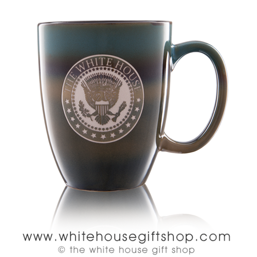 The White House Seal Presidential Extra Large 26 Ounce large Bistro Mug, etched in America, United States Eagle, quality mugs from official White House Gift Shop.