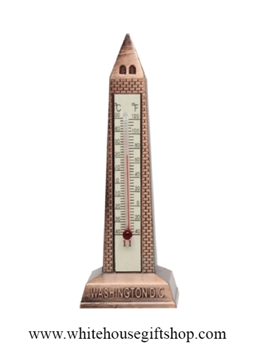 Monument, Washington DC, Copper Finish with Thermometer, Metal, 3 1/2" Tall, Copper with Thermometer