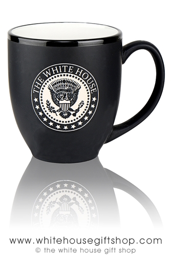 The White House Seal Presidential 15 ounce large Bistro Mug, etched in America, United States Eagle, quality mugs from official White House Gift Shop.