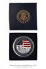 The White House, Washington DC challenge coin medallion, silver, red, midnight navy blue large