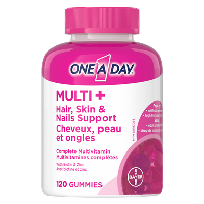 One A Day Multi+ Hair, Skin & Nails Multivitamin Gummies 120s/Multivitamines en gummies OneÂ AÂ Day Multi + cheveux, peau et ongles 120s