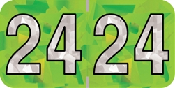 <b> Year Labels - Holographic Lime Green<br/>3/4"H x 1-1/2"W</b>