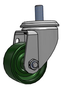 2-1/2 X 1-1/4 Solid Cast Iron Caster with 1/2" Threaded Stem