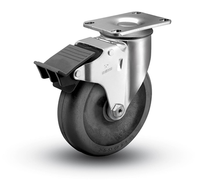 Medium Duty 4x1-1/4 Polyolefin Swivel Caster with Total Caster Lock