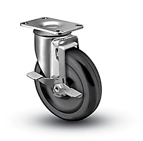 Medium Duty 5x1-1/4 Polyolefin Swivel Caster with Top Lock