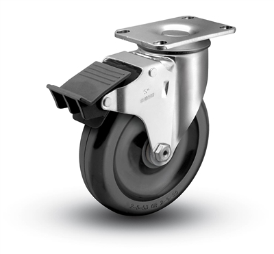 Medium Duty 5x1-1/4 Polyolefin Swivel Caster with Total Lock