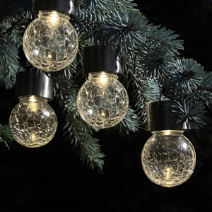 Color Changing and White Crackle Glass Hanging Solar Lights - Set of 12