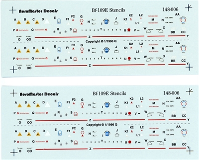 AeroMaster 148-006 - Bf-109E Stencils