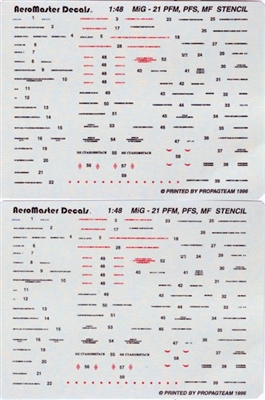 AeroMaster 148-012 - MiG-21 Stencils