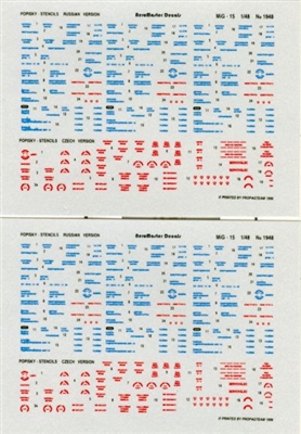 AeroMaster 148-014 - MiG-15 Stencils (6 Russian and 2 Czech A/C)