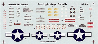 AeroMaster 148-016 - P-38 Lightnings Stencils