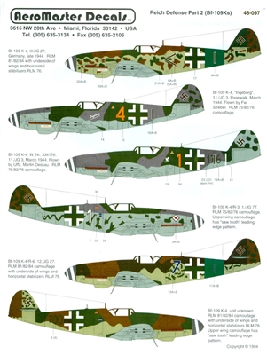 AeroMaster 48-097 Reich Defence Part 2 (Bf-109Ks)