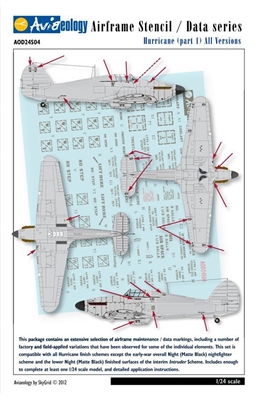 Aviaeology AOD24S04 - Hurricane Airframe Stencil / Data Series (Part 1)