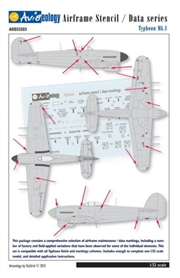 Aviaeology AOD32S03 - Typhoon Mk I Airframe Stencil / Data Series