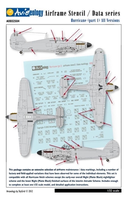 Aviaeology AOD32S04 - Hurricane Airframe Stencil / Data Series, Part 1