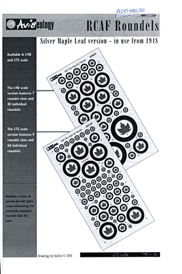 Aviaeology AOD48C50 - RCAF Roundels, Silver Maple Leaf Version - in use from 1948