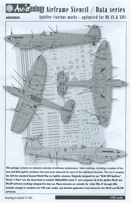 Aviaeology AOD48S09 - Spitfire Airframe Stencil / Data Series