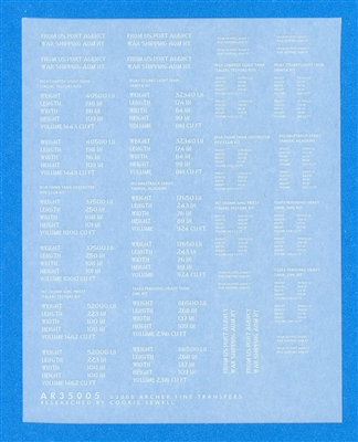 Archer AR35005W - D-Day Shipping Stencils for US Armored Vehicles other than Shermans