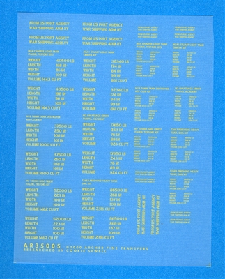 Archer AR35005Y - D-Day Shipping Stencils for US Armored Vehicles other than Shermans