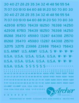 Archer AR35019BD - US Vehicle Registration Code (Blue Drab)