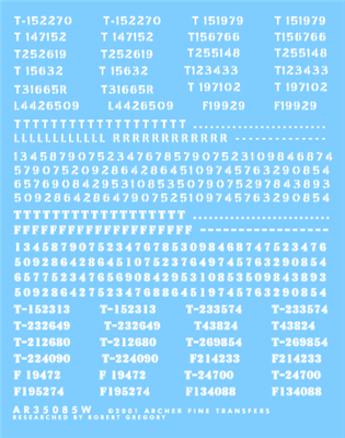 Archer AR35085W - British War Department Numbers (White Stencil Style)