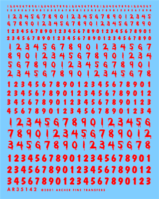 Archer AR35142R - Generic Hand Lettered Numbers (red)