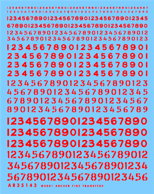 Archer AR35143R - Generic Stencil Style and Non-Stencil Style Numbers (red)