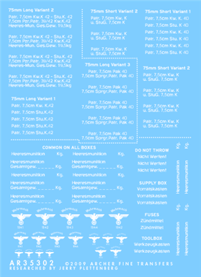 Archer AR35302W - German Ammo Box Stencils for painted 75mm long and short boxes (White)