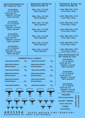 Archer AR35304B - German Ammo Box Stencils for unpainted Nebelwerfer and wurframen boxes (Black)