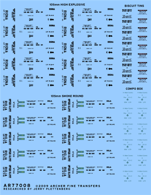 Archer AR77008 - Assorted 105 mm, Compo Box and Biscuit Tin Stencils