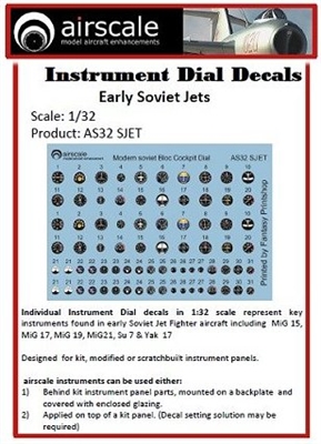 AirScale 32-SJET - Instrument Dial Decals for EarlySoviet Jets