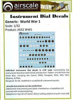 AirScale 32-WW1 - World War 1 Instrument Dial Decals