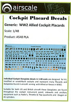 AirScale 48-PLA - WWII Allied Cockpit Placards