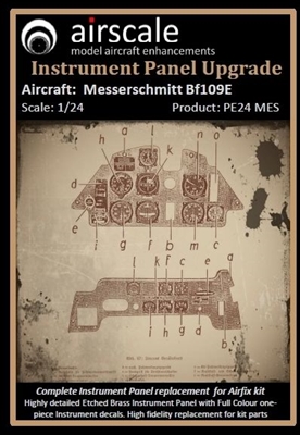 AirScale PE24-MES - Messerschmitt Bf 109E Instrument Panel Upgrade (fits Airfix kit)