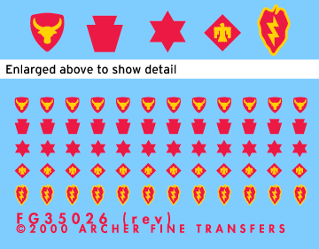 Archer FG35026 - US Infantry Division Patches (6th, 12th, 25th, 28th & 45th Divisions)