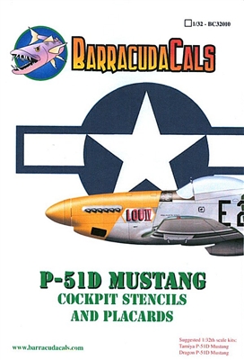 Barracuda BC-32010 - P-51D Mustang Cockpit Stencils and Placards