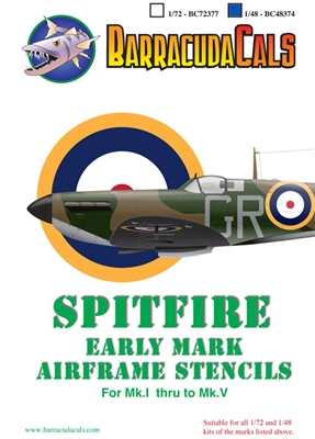 Barracuda BC-48374 - Spitfire Early Mark Airframe Stencils