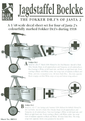 Blue Rider BR511 - Jagdstaffel Boelcke (The Fokker DR.I's from Jasta 2)