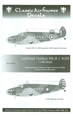 Classic Airframes 48-001 - Lockheed Hudson Mk. III / A-29