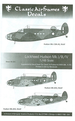 Classic Airframes 48-004 - Lockheed Hudson Mk. I/III/IV