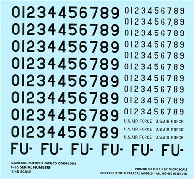 Caracal CDB48002 - USAF F-86 Buzz Numbers