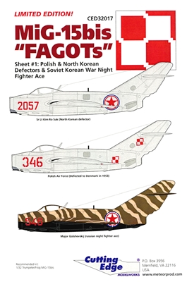 Cutting Edge CED32017 - MiG-15bis "FAGOTs", Sheet 1: Polish & North Korean Defectors & Soviet Korean War Night Fighter Ace